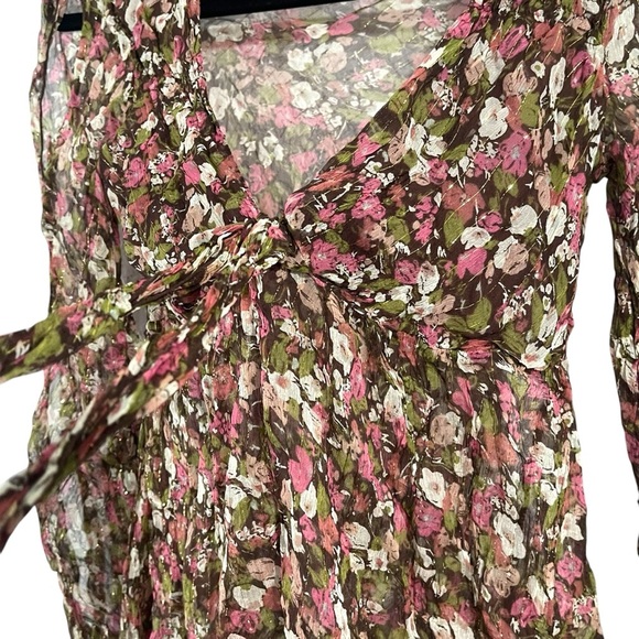 Hale Bob Silk Sheer Y2K Floral Long sleeve Blouse Size XS - Picture 5 of 9